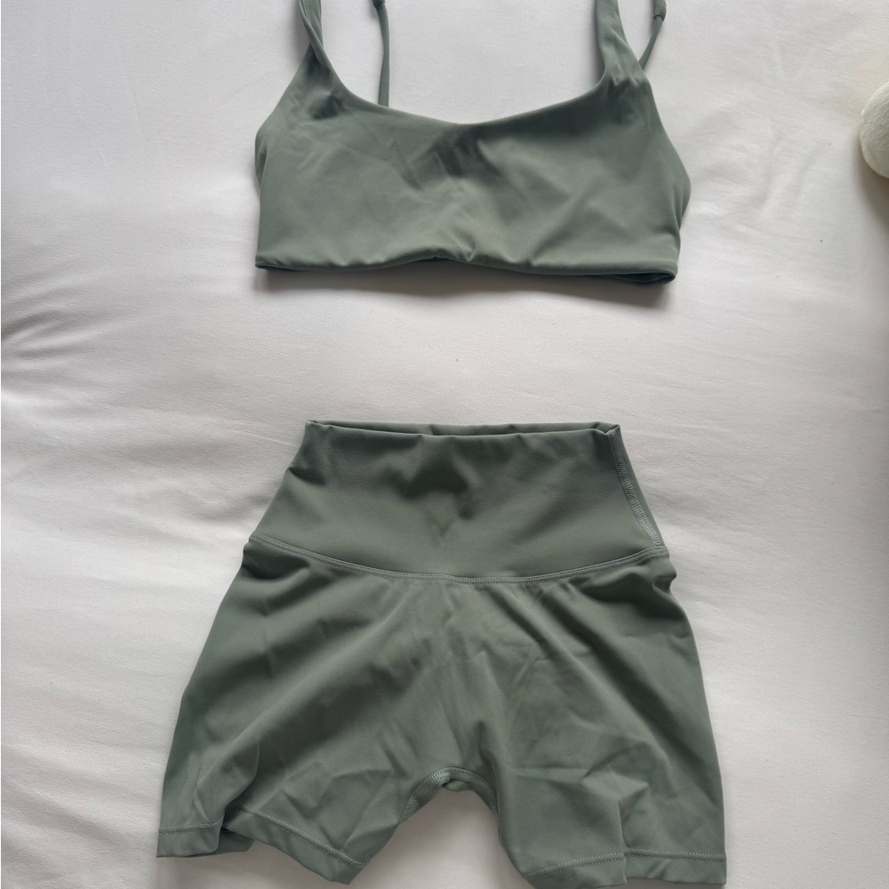 Green Sports Bra and Shorts Set